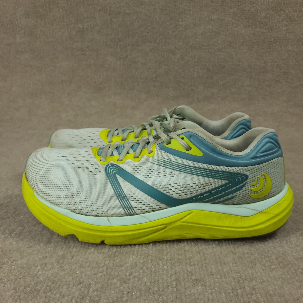 Topo Athletic Magnifly 4 Running Shoes Women 10 Blue Lime Zero Drop Road Trainer